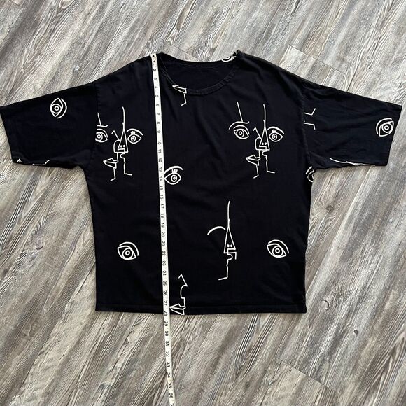 ASOS Oversized Black Art Faces Tee XL - Picture 4 of 5